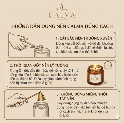 Hướng dẫn cách dùng nến thơm an toàn cho sức khỏe từ thương hiệu Calma